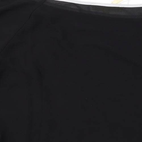 Love & Other Things Womens Black Polyester Basic Blouse Size M Boat Neck