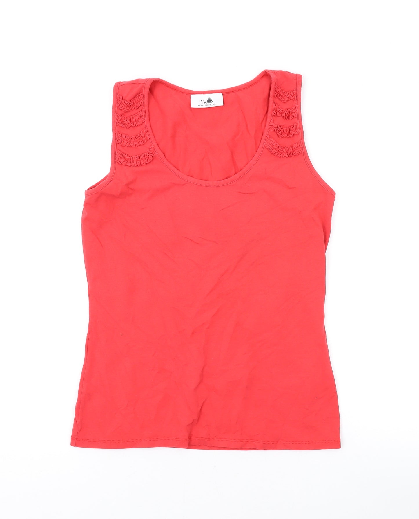 Wallis Womens Pink Cotton Basic Tank Size 10 Scoop Neck