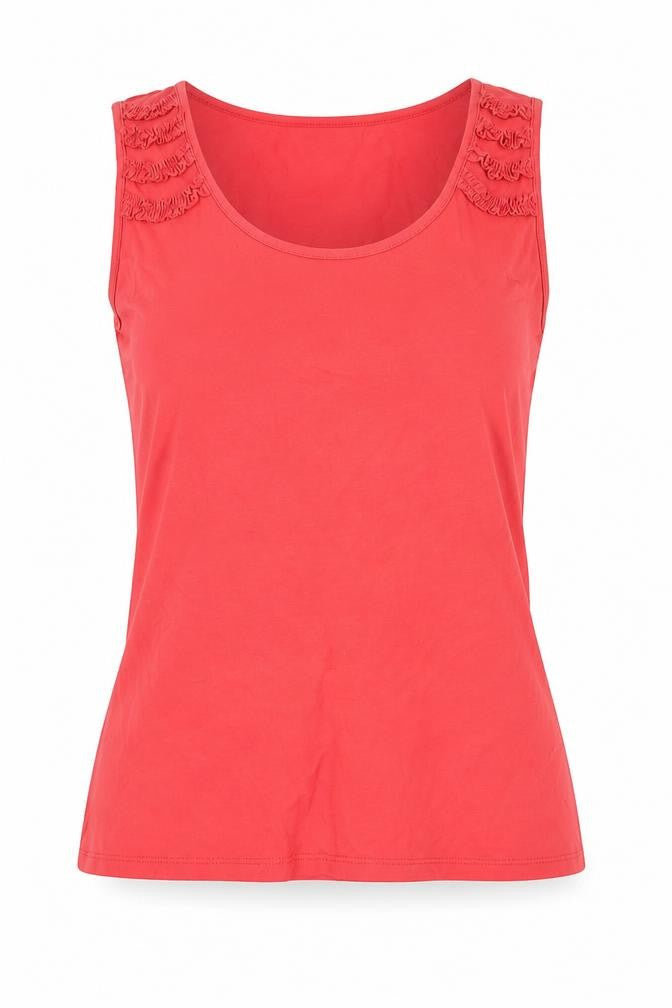 Front view of Wallis women’s pink cotton basic tank, size UK 10, scoop neck