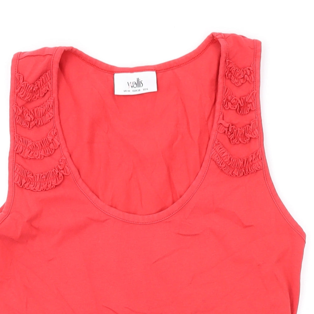 Wallis Womens Pink Cotton Basic Tank Size 10 Scoop Neck