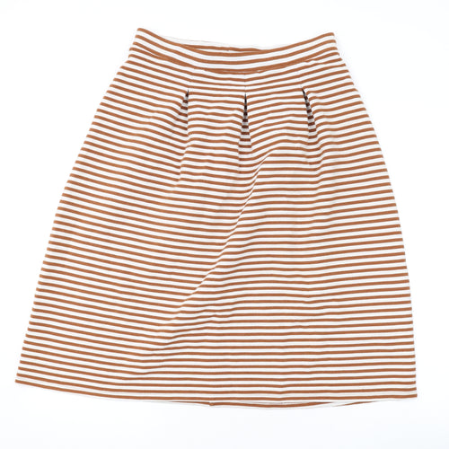 Marks and Spencer Womens Orange Striped Polyester A-Line Skirt Size 12