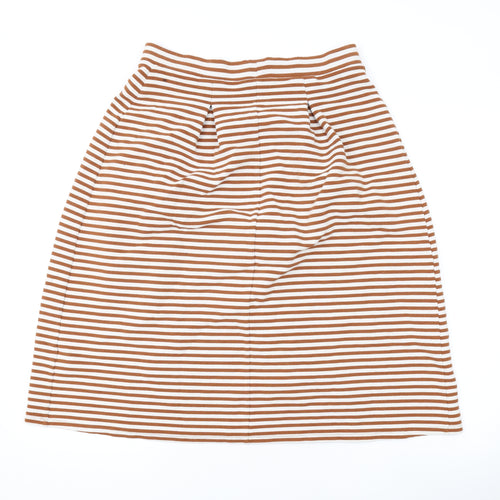 Marks and Spencer Womens Orange Striped Polyester A-Line Skirt Size 12