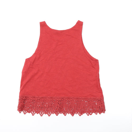 New Look Womens Red Cotton Basic Tank Size 10 Round Neck