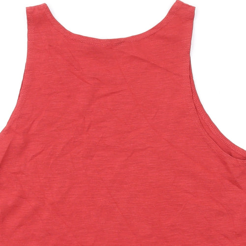 New Look Womens Red Cotton Basic Tank Size 10 Round Neck