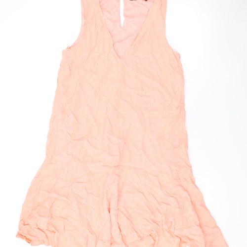 Marks and Spencer Womens Pink Viscose A-Line Size 12 V-Neck Button