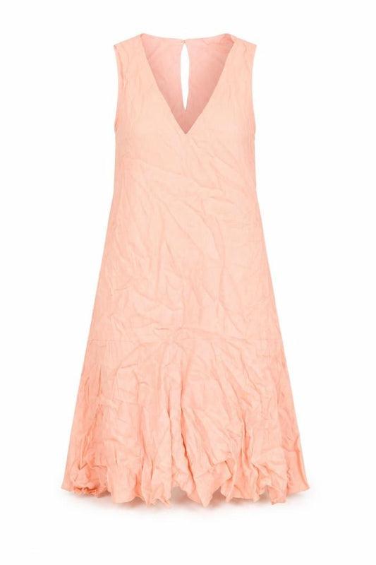 Front view of Marks & Spencer women’s pink viscose a-line, size UK 12, v-neck button