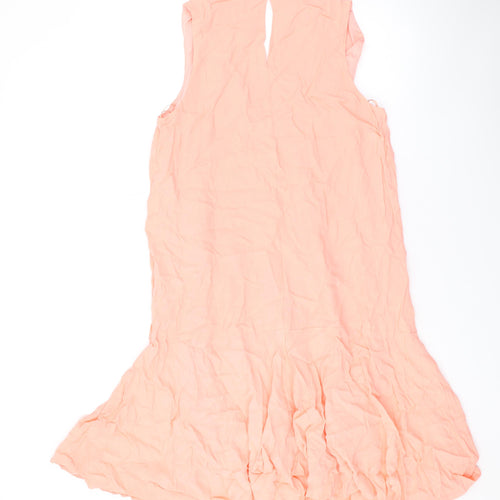 Marks and Spencer Womens Pink Viscose A-Line Size 12 V-Neck Button