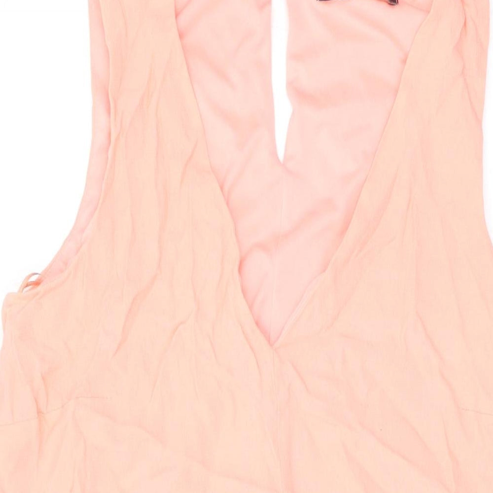 Marks and Spencer Womens Pink Viscose A-Line Size 12 V-Neck Button