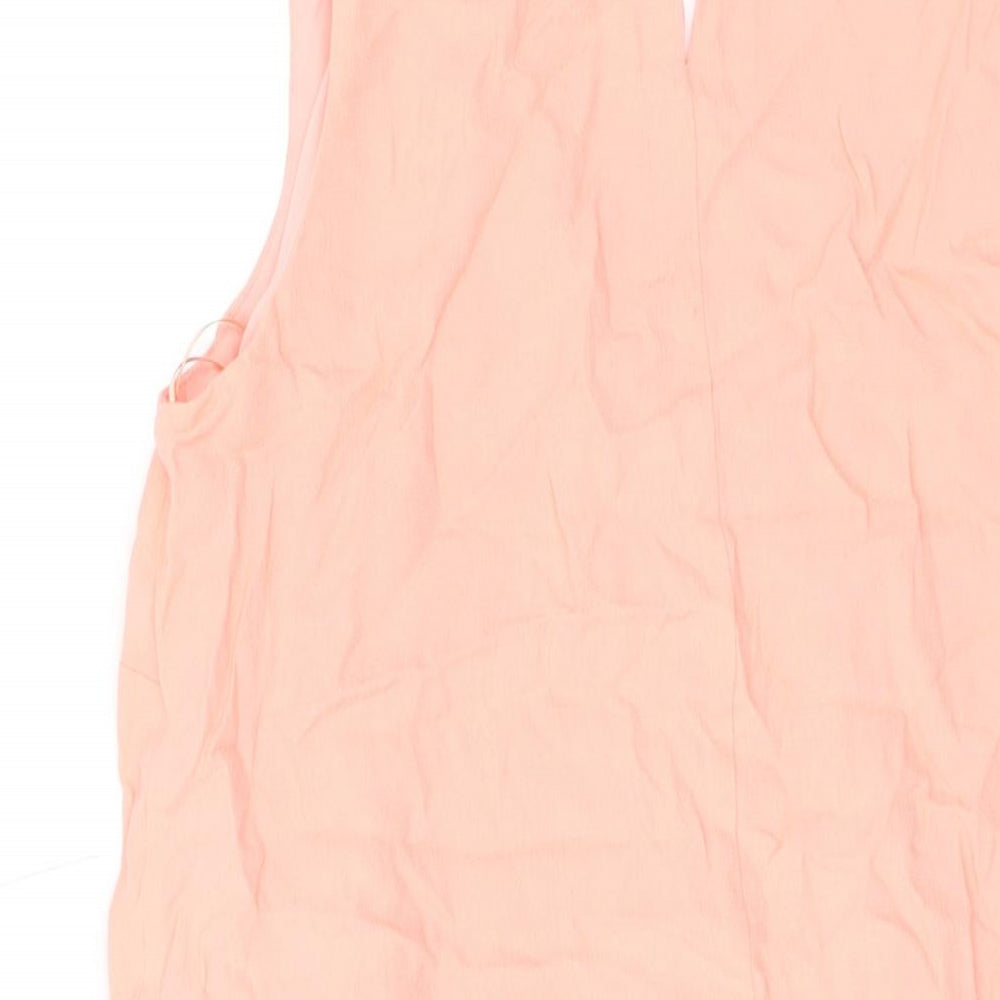 Marks and Spencer Womens Pink Viscose A-Line Size 12 V-Neck Button