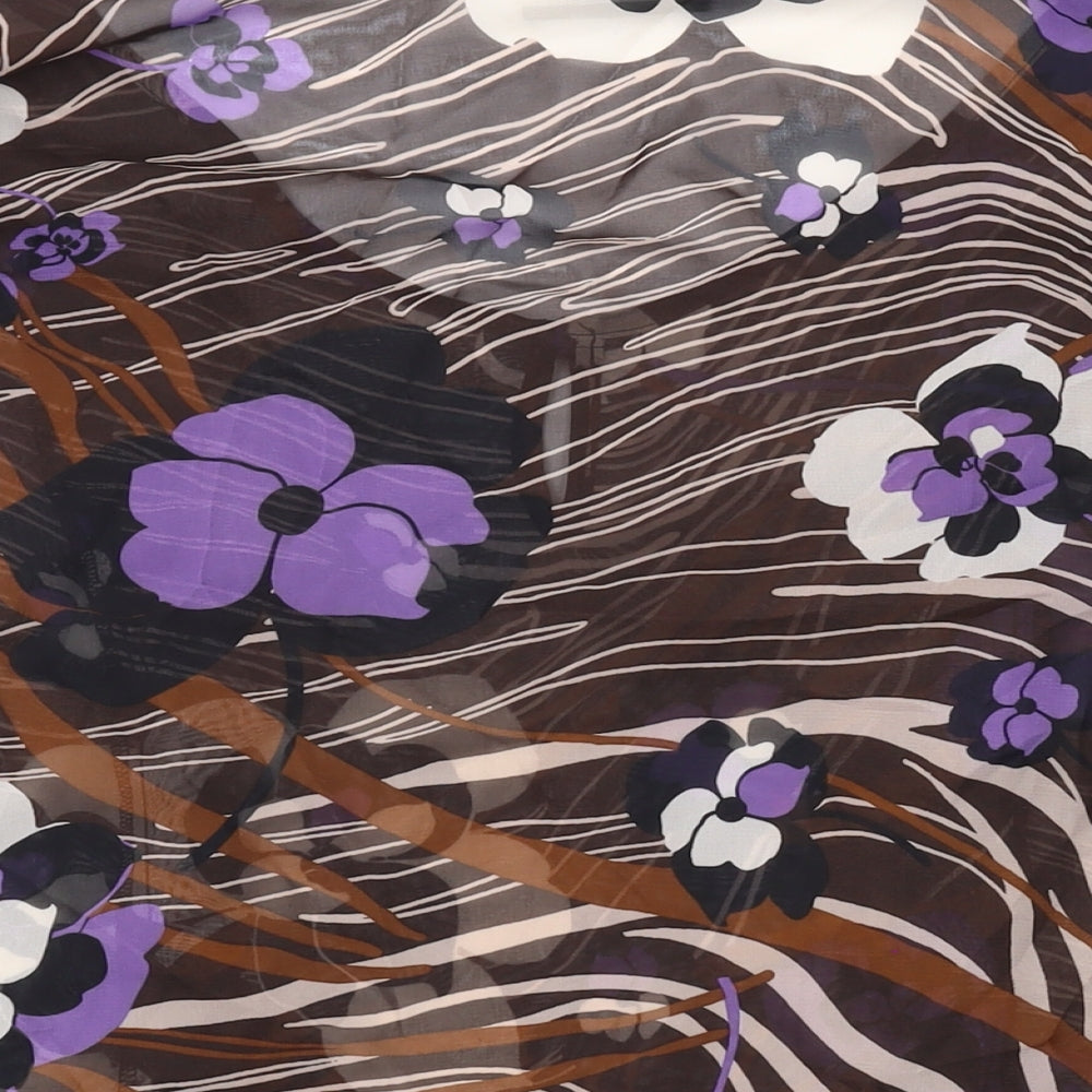 Wallis Womens Brown Geometric Polyester Basic Blouse Size L Scoop Neck