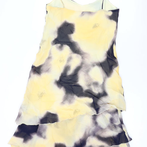 Collection Womens Yellow Geometric Viscose A-Line Size 10 V-Neck Pullover