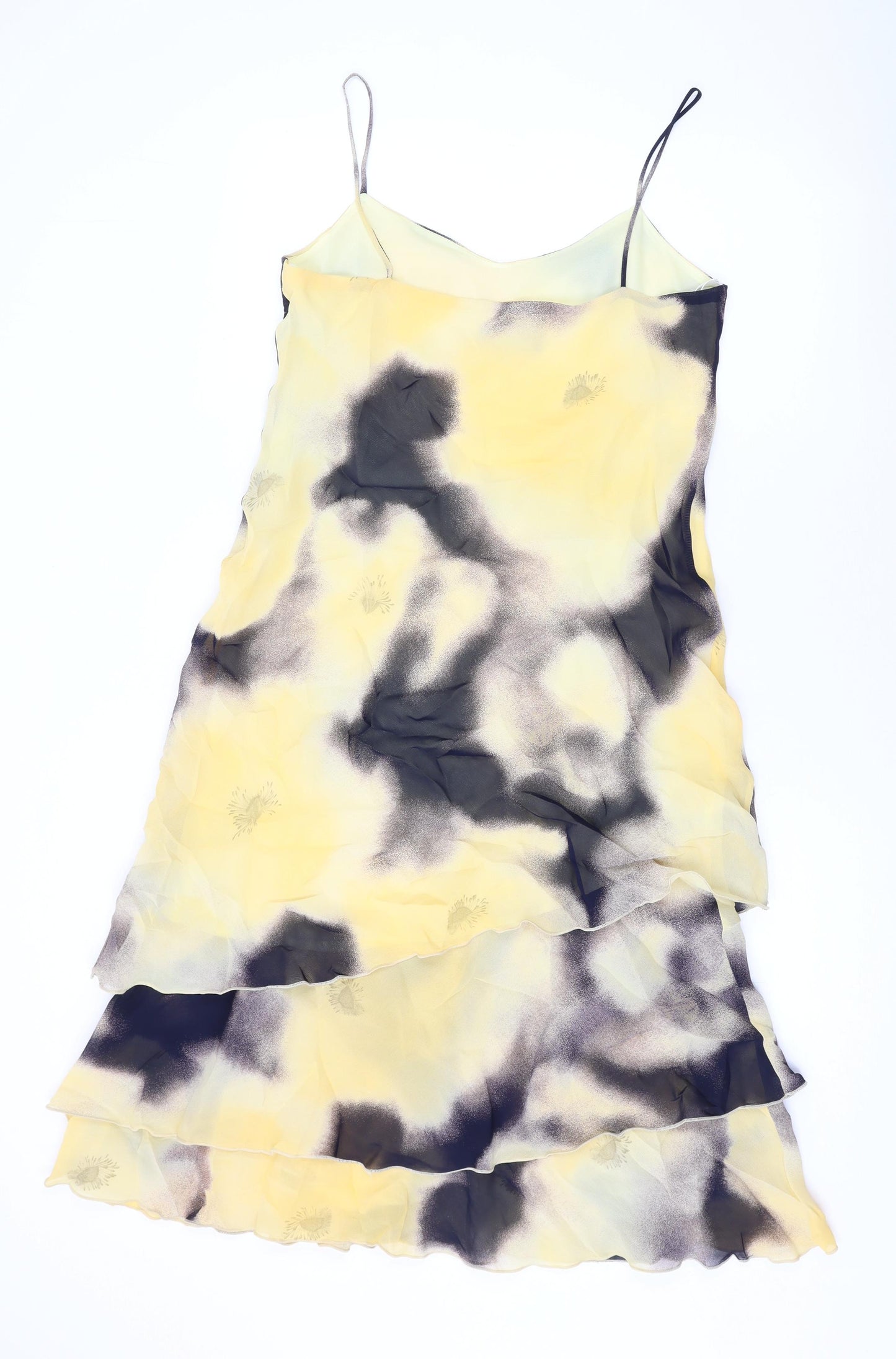 Collection Womens Yellow Geometric Viscose A-Line Size 10 V-Neck Pullover