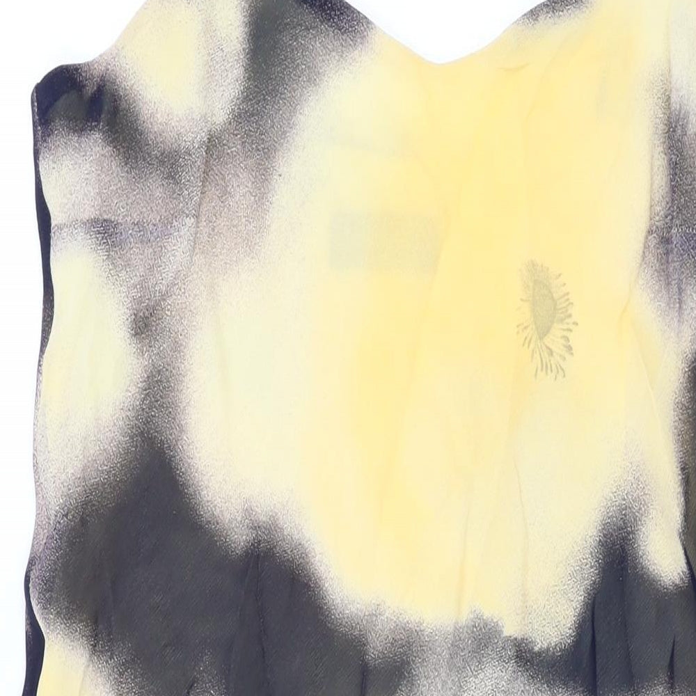 Collection Womens Yellow Geometric Viscose A-Line Size 10 V-Neck Pullover