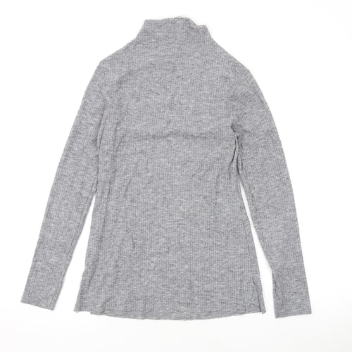 River Island Womens Grey Polyester Basic Blouse Size 10 Mock Neck