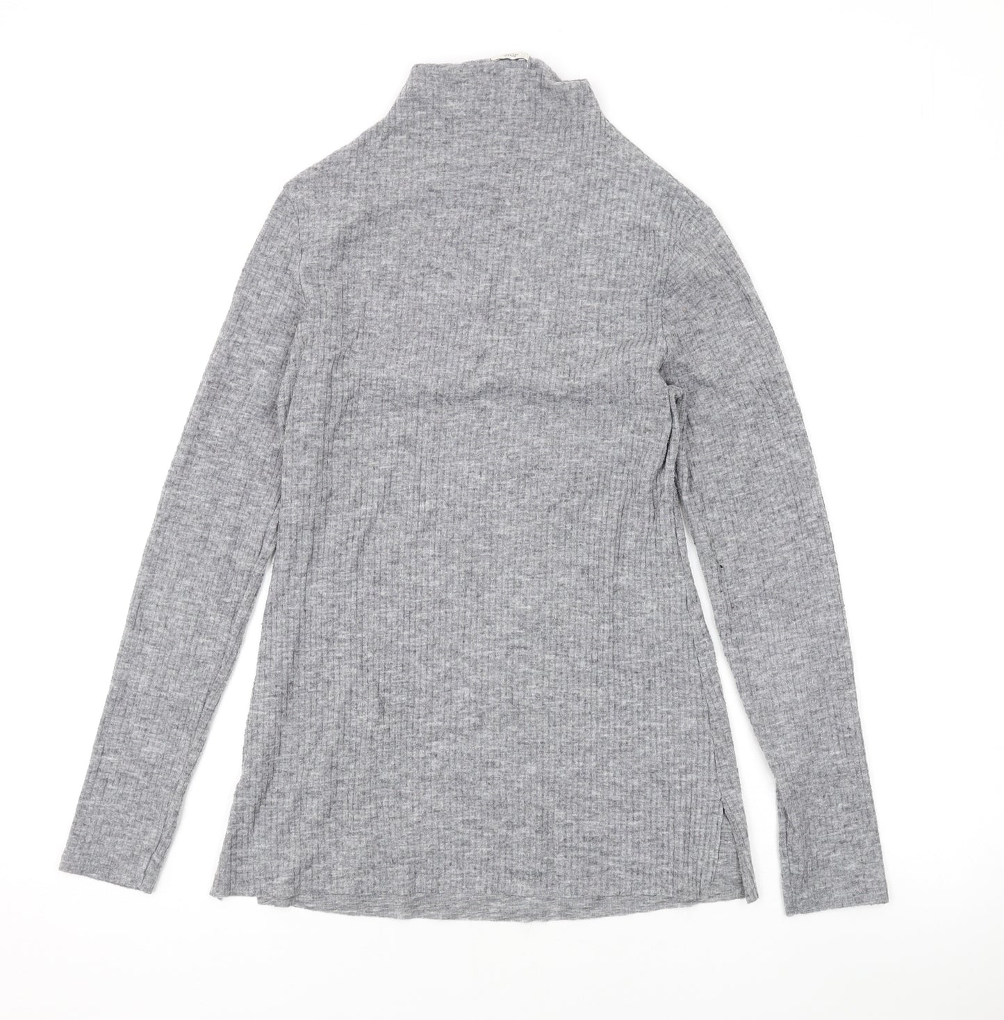 River Island Womens Grey Polyester Basic Blouse Size 10 Mock Neck