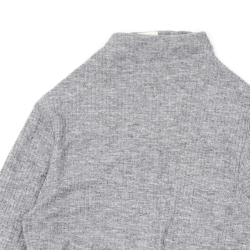 River Island Womens Grey Polyester Basic Blouse Size 10 Mock Neck