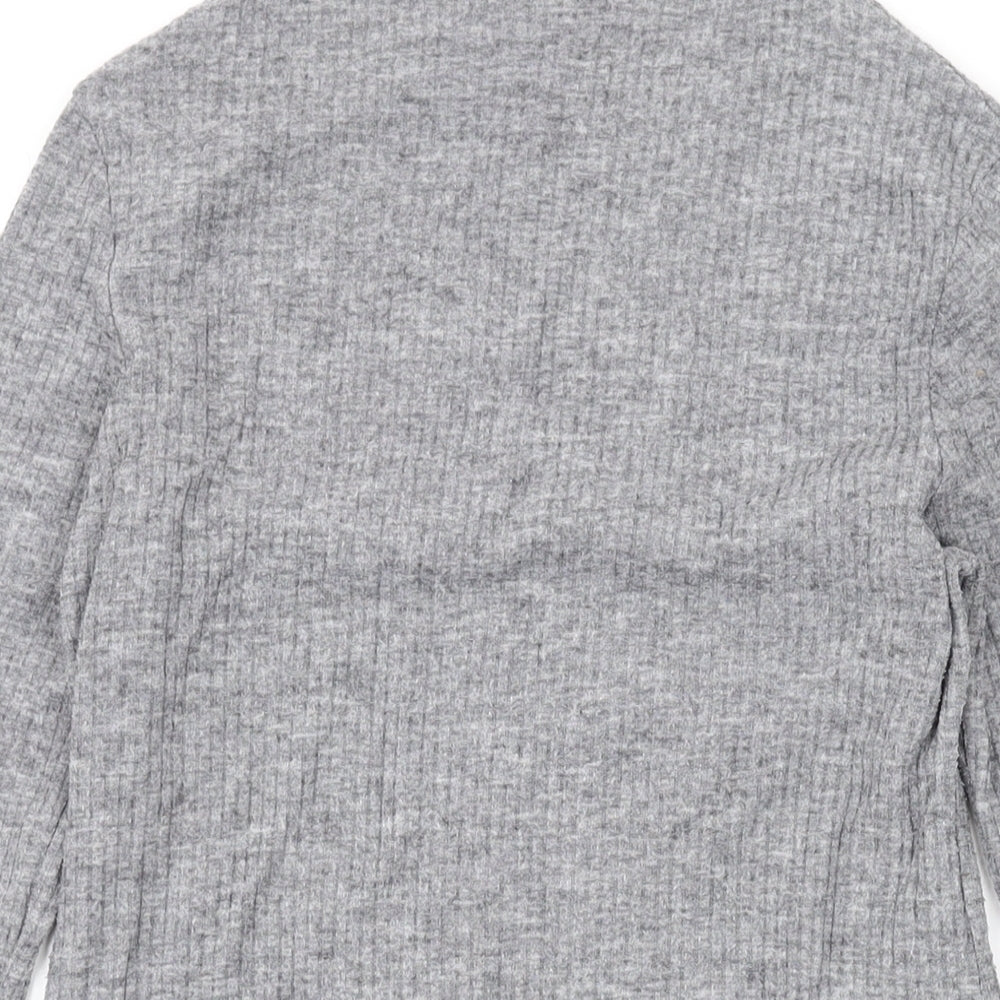 River Island Womens Grey Polyester Basic Blouse Size 10 Mock Neck