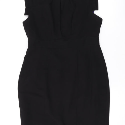 Debenhams Womens Black Polyester A-Line Size 14 Boat Neck Zip