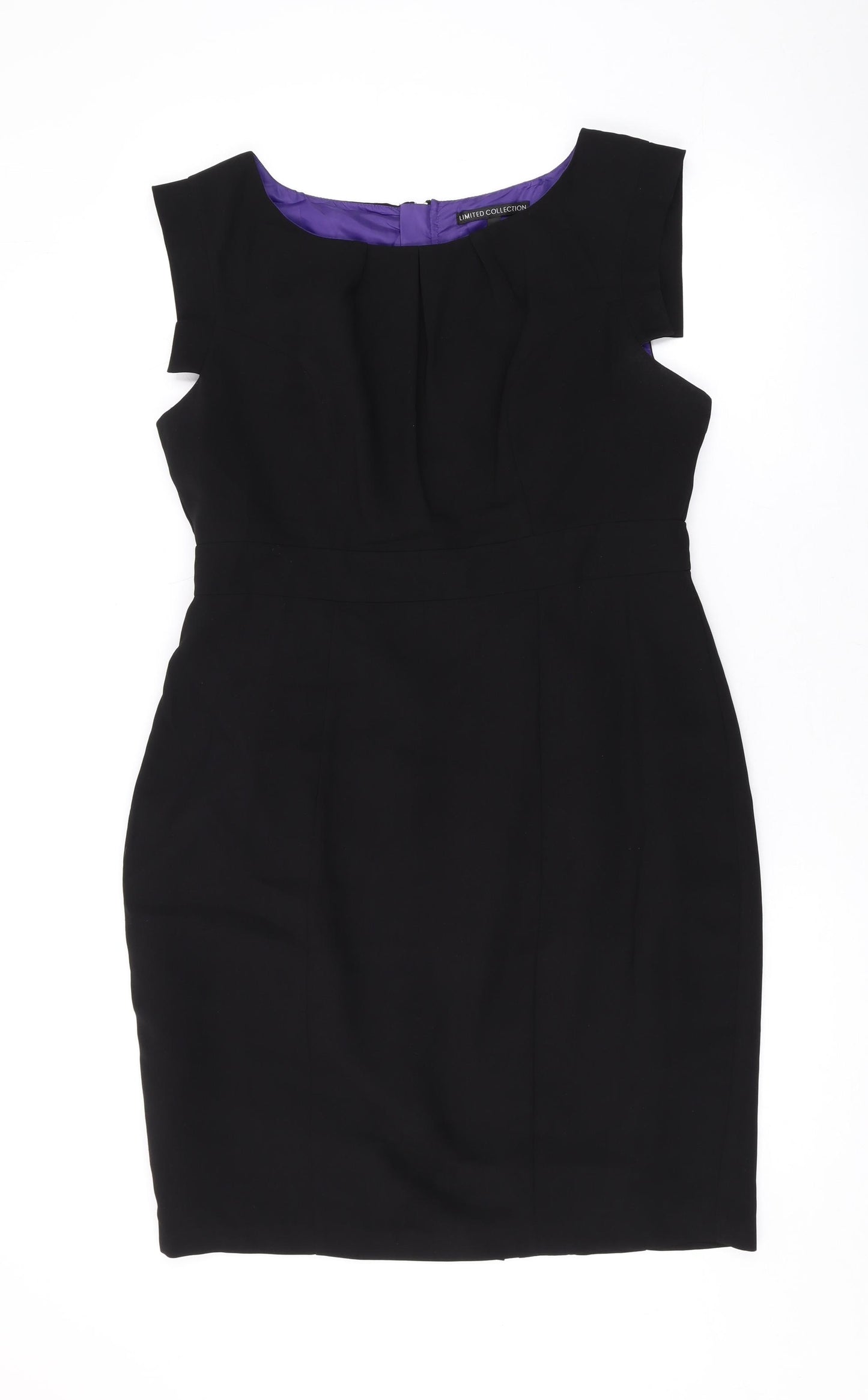 Debenhams Womens Black Polyester A-Line Size 14 Boat Neck Zip