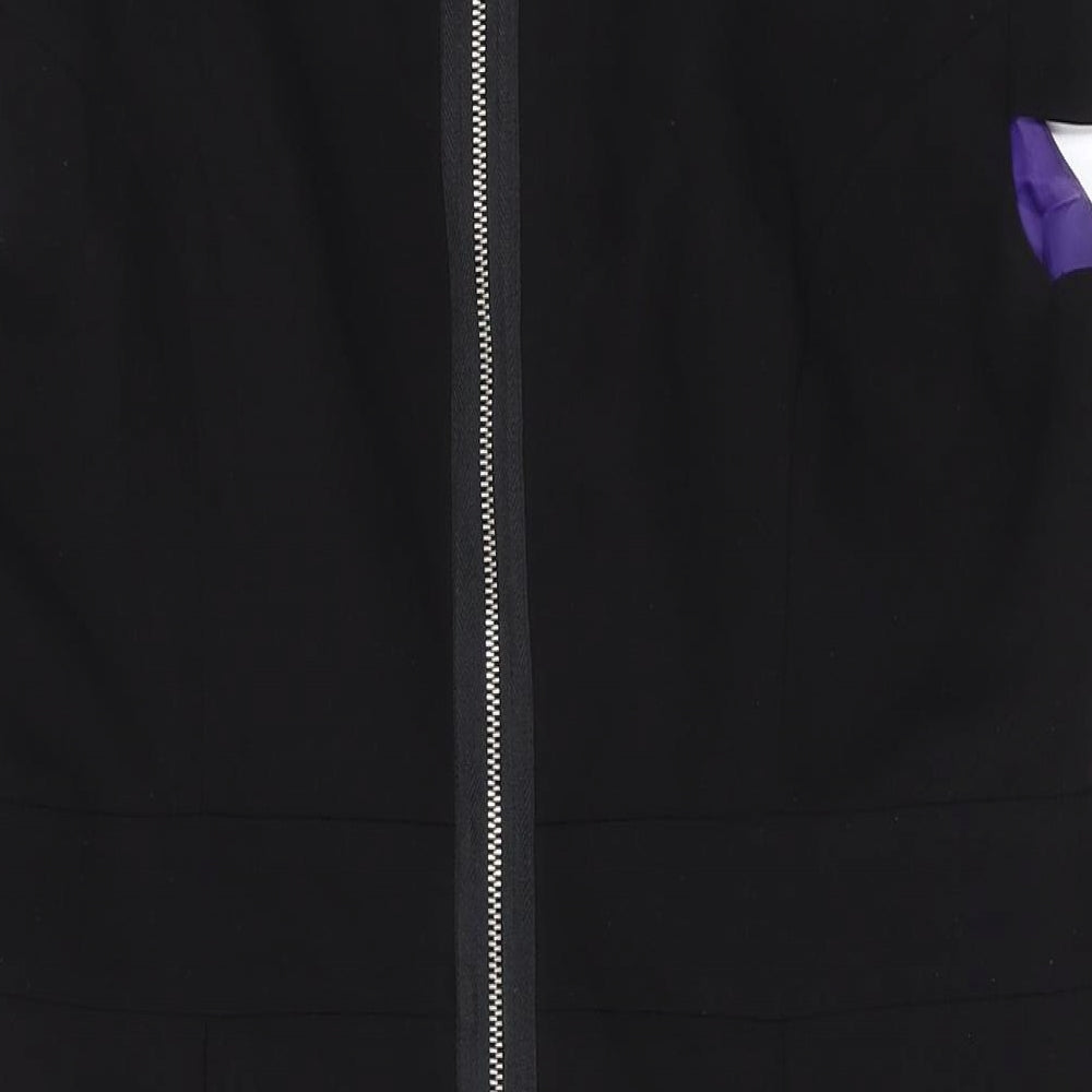 Debenhams Womens Black Polyester A-Line Size 14 Boat Neck Zip