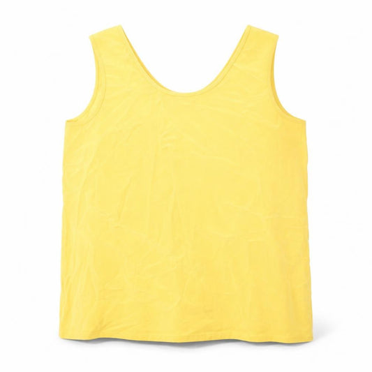Front view of Paul Separates women’s yellow polyester basic tank, size UK 16, scoop neck