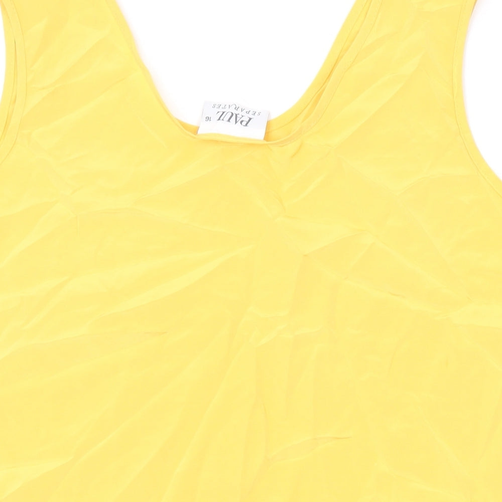 Paul Separates Womens Yellow Polyester Basic Tank Size 16 Scoop Neck