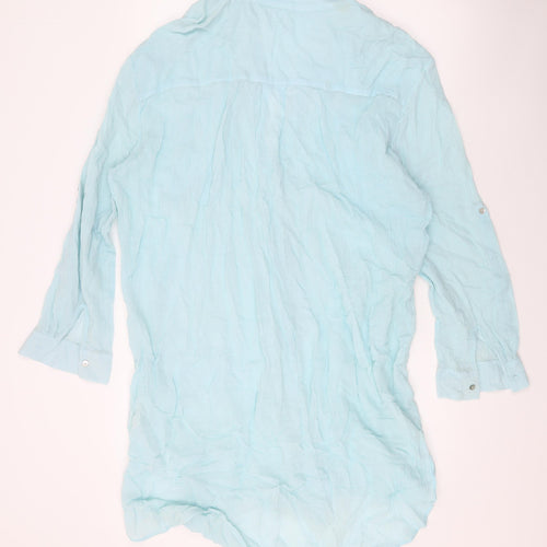 Seafolly Womens Blue Cotton Basic Button-Up Size L Collared