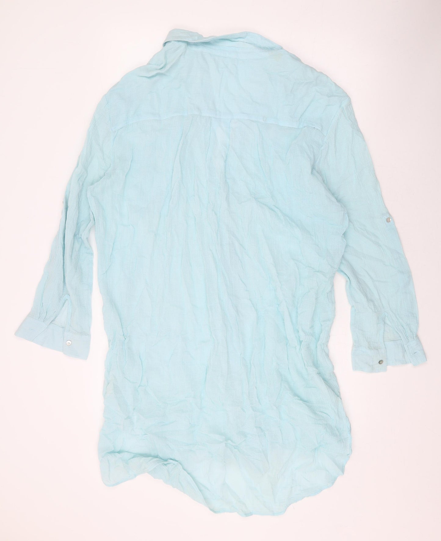 Seafolly Womens Blue Cotton Basic Button-Up Size L Collared