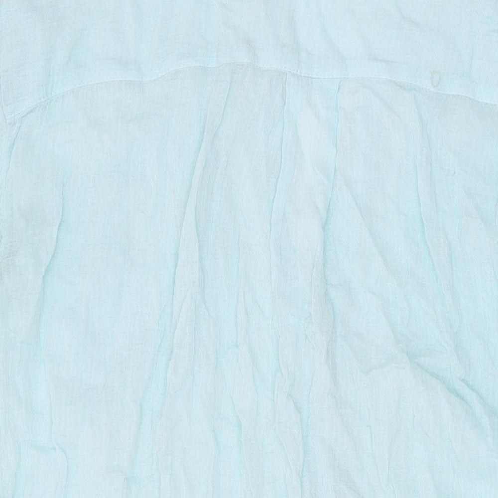 Seafolly Womens Blue Cotton Basic Button-Up Size L Collared