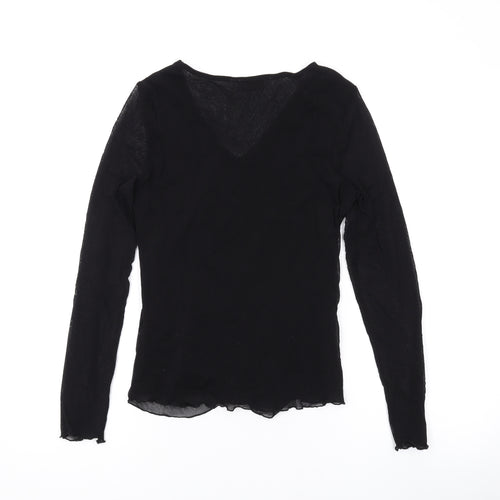 Kaleidoscope Womens Black Geometric Polyamide Basic Blouse Size 14 V-Neck
