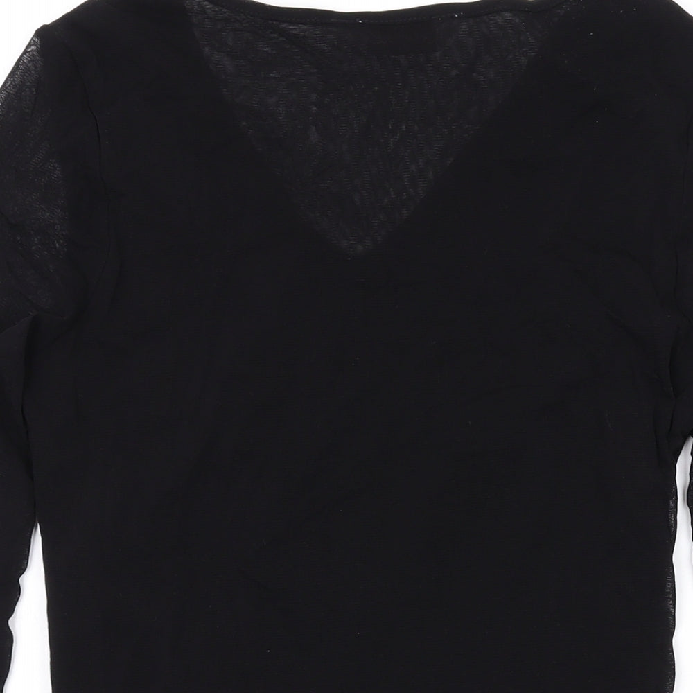 Kaleidoscope Womens Black Geometric Polyamide Basic Blouse Size 14 V-Neck