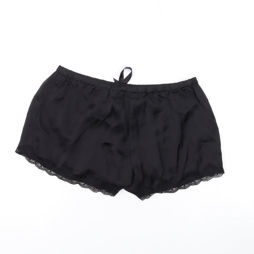 H&M Womens Black Solid Polyester Babydoll Sleep Shorts Size S Drawstring