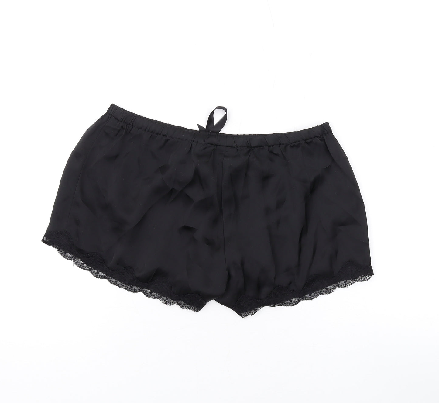 H&M Womens Black Solid Polyester Babydoll Sleep Shorts Size S Drawstring