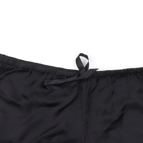 H&M Womens Black Solid Polyester Babydoll Sleep Shorts Size S Drawstring