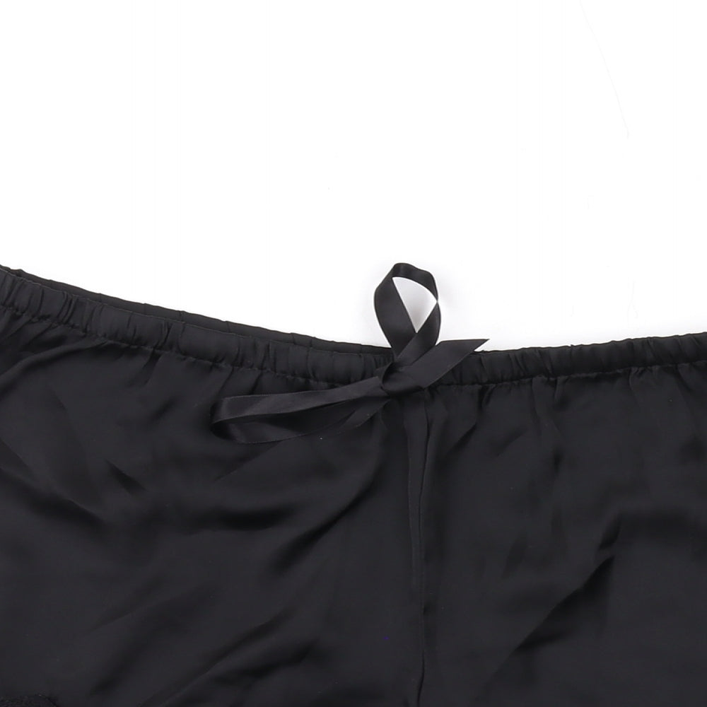H&M Womens Black Solid Polyester Babydoll Sleep Shorts Size S Drawstring
