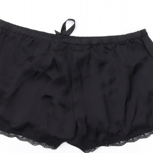 H&M Womens Black Solid Polyester Babydoll Sleep Shorts Size S Drawstring