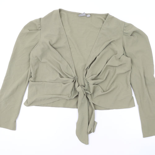 ASOS Womens Green V-Neck Polyester Shrug Jumper Size 16