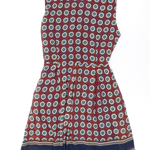 Tenki Womens Multicoloured Geometric Polyester A-Line Size 8 Round Neck Zip