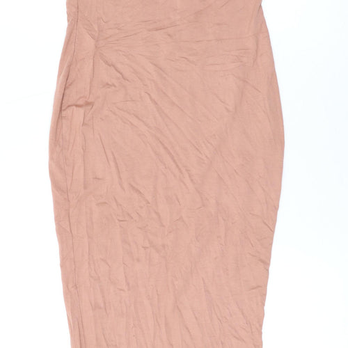 Boohoo Womens Pink Viscose Bodycon Size 8 Scoop Neck Pullover