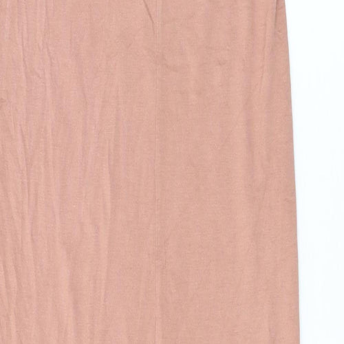 Boohoo Womens Pink Viscose Bodycon Size 8 Scoop Neck Pullover