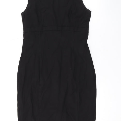 Oasis Womens Black Polyester Pencil Dress Size 12 Round Neck Zip