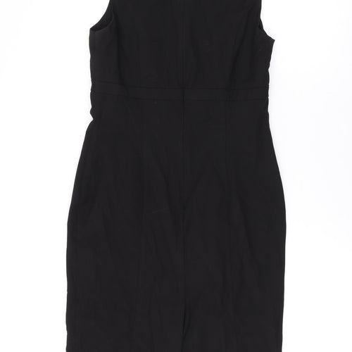 Oasis Womens Black Polyester Pencil Dress Size 12 Round Neck Zip