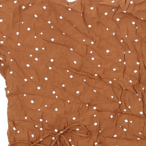 NEXT Womens Black Geometric Viscose Wrap Blouse Size 12 V-Neck