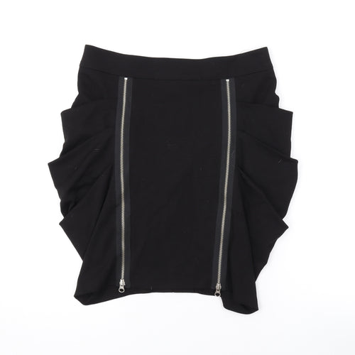 Warehouse Womens Black Polyester Mini Skirt Size 12 Zip