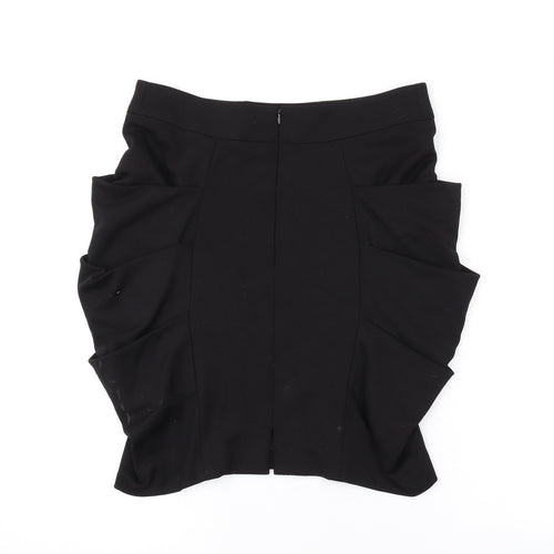 Warehouse Womens Black Polyester Mini Skirt Size 12 Zip