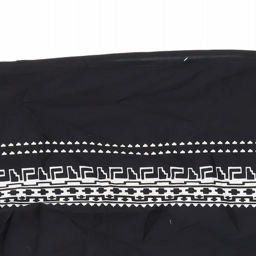 Boohoo Womens Black Geometric Polyester Basic Blouse Size M Boat Neck