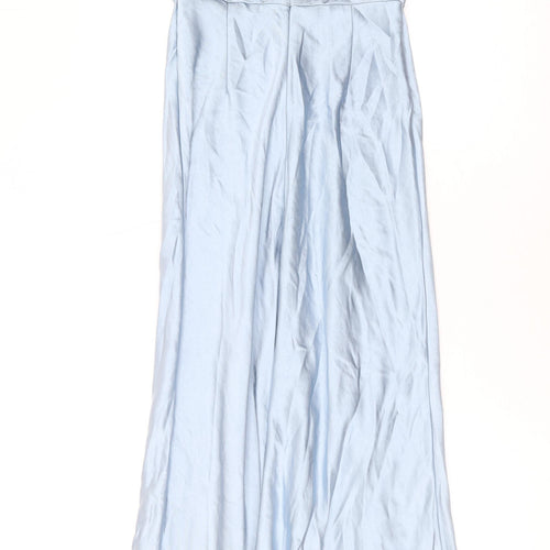 Six Stories Womens Blue Polyester Maxi Size 8 Cowl Neck Zip