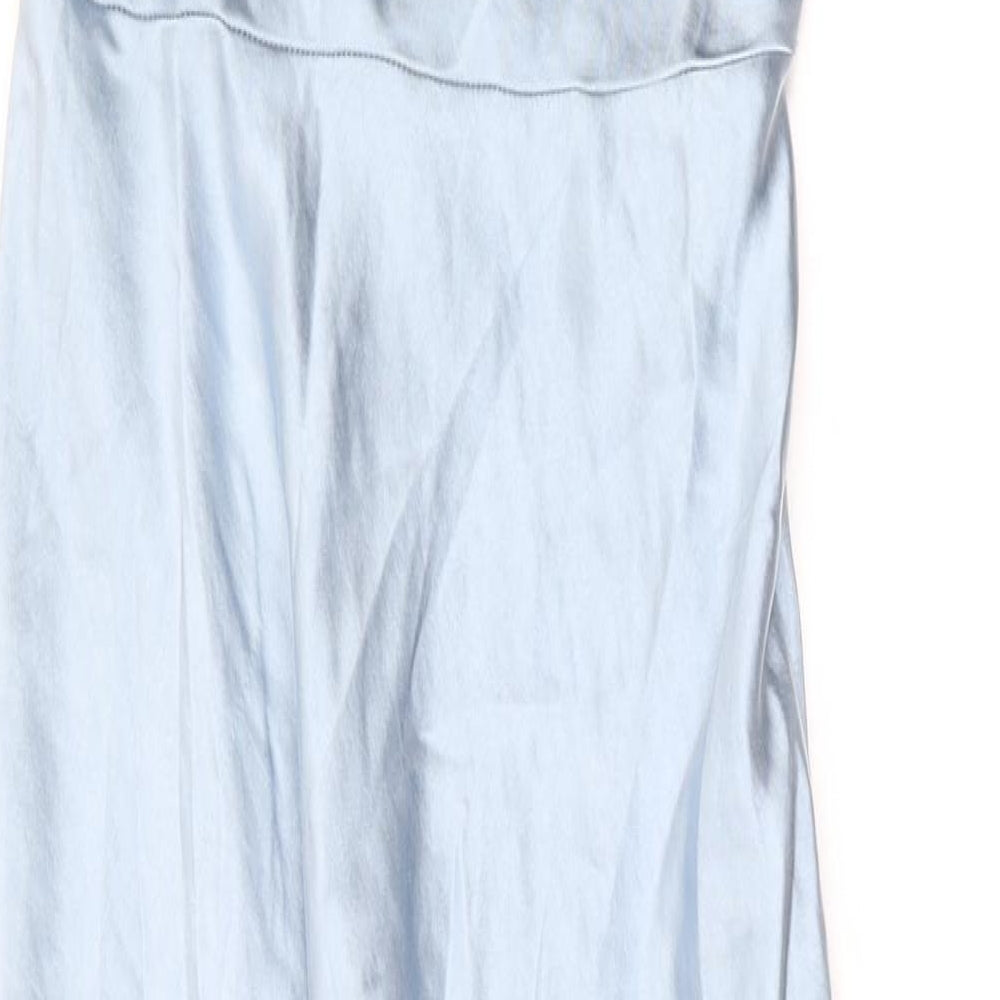 Six Stories Womens Blue Polyester Maxi Size 8 Cowl Neck Zip