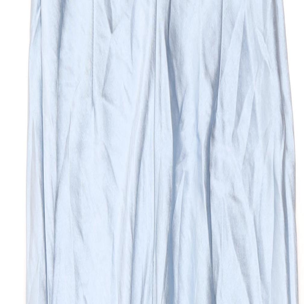 Six Stories Womens Blue Polyester Maxi Size 8 Cowl Neck Zip