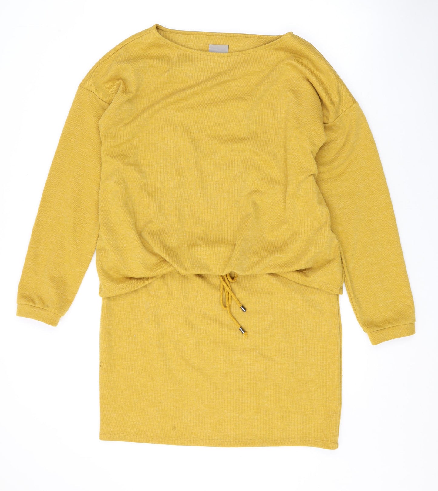 VERO MODA Womens Yellow Polyester Jumper Dress Size L Round Neck Pullover